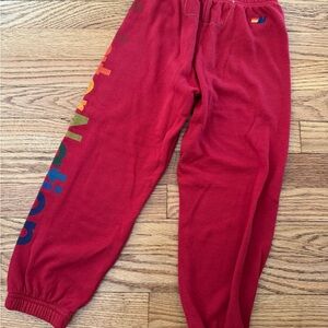 Aviator Nation Red Sweatpants Joggers with Tapered Leg and Elastic Cuffs